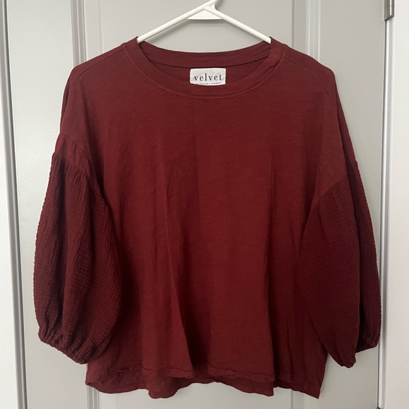 Anthropologie Velvet by Graham & Spencer Puff Sleeve Top - Picture 3 of 7